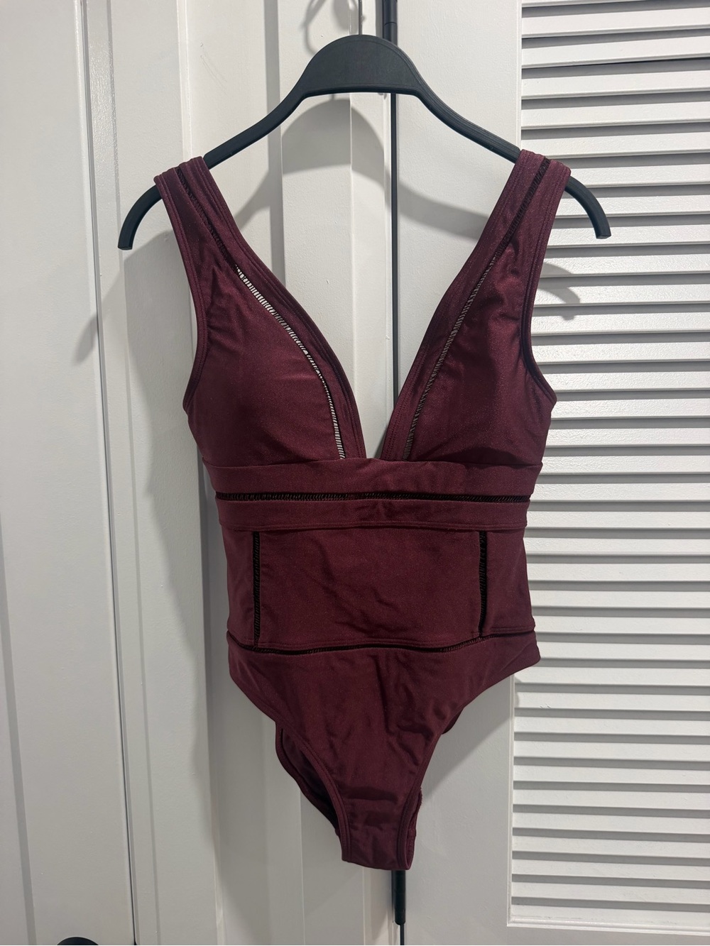 Women’s Deep V is One-Piece in Burgundy